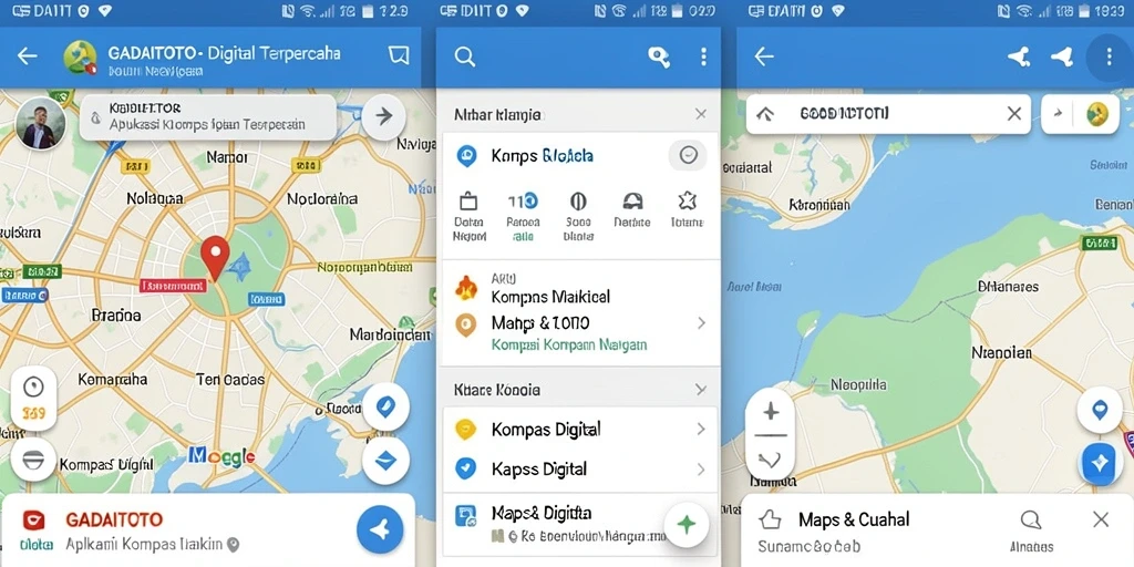 Tampilan antarmuka GADAITOTO yang user-friendly untuk navigasi kompas digital.