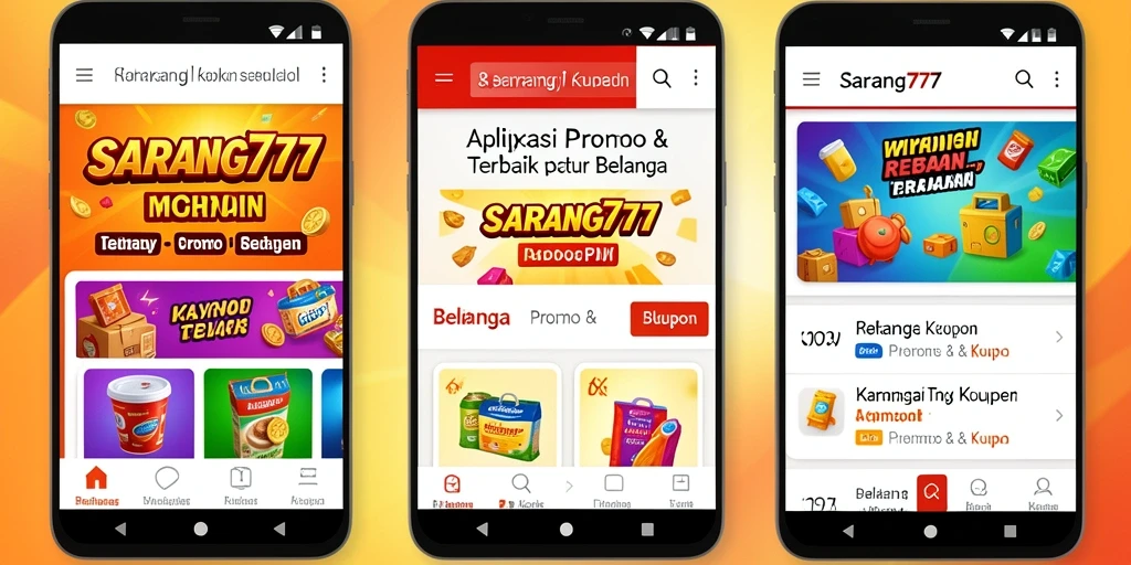 Tampilan antarmuka aplikasi SARANG777 untuk promo dan kupon.