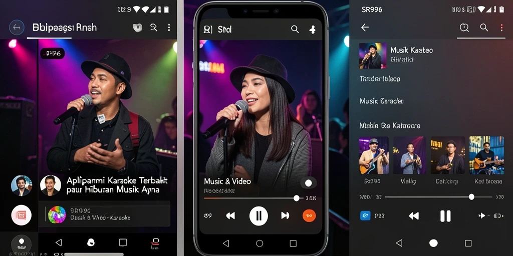Tampilan antarmuka aplikasi Karaoke SR996 yang modern dan user-friendly.