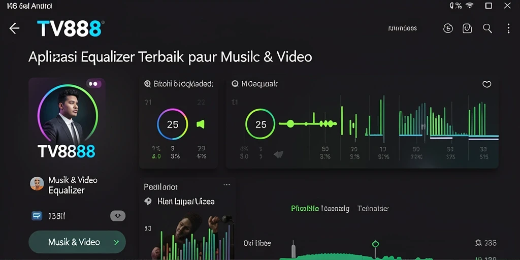 Tampilan intuitif TV888 dengan fitur Equalizer yang lengkap.