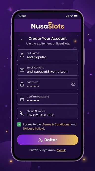 Registrasi Akun Baru nusaslots untuk Pengguna Android Indonesia